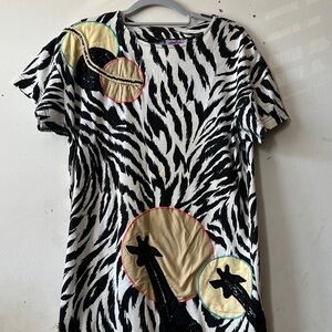 Zebra Print Dress with Colorful Accents by Southern Stitches size Size M
